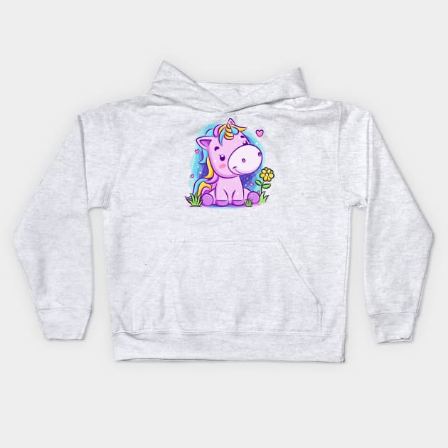 Unicorn purple Kids Hoodie by MShams13